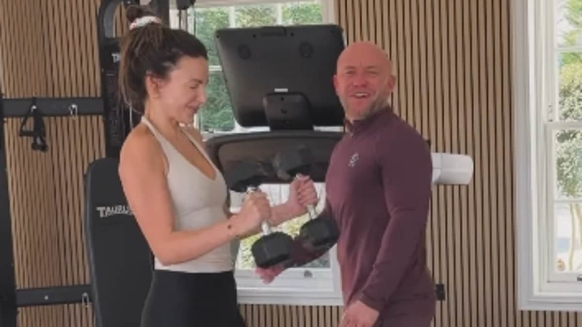 Michelle Keegan winces in pain as she shows off her gruelling exercise regime in home gym