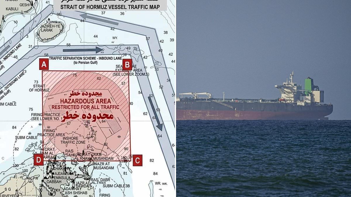 Iran's 'pay up or get blown up' threat: Map 'shows heavily mined Strait of Hormuz' as Tehran 'demands $1m crypto tolls' and oil prices surge