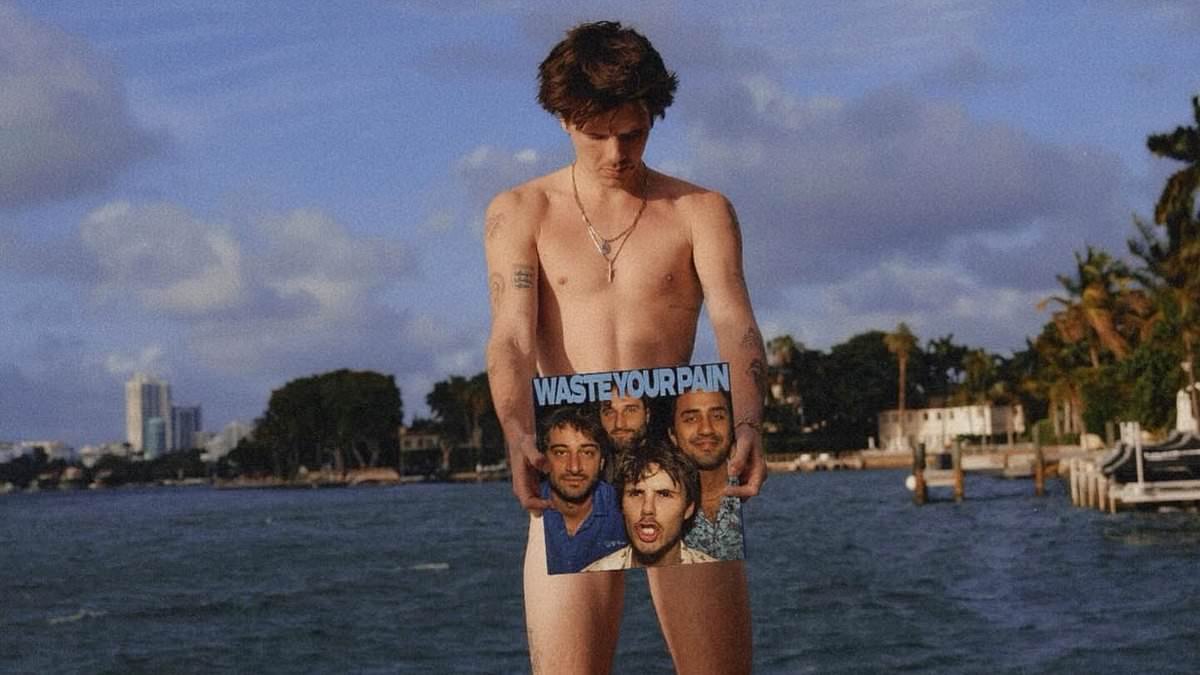 Cruz Beckham shares naked pictures to promote new single Waste Your Pain after revealing his horrendous sunburn and sharing racy comment about his sex life with Jackie Apostel