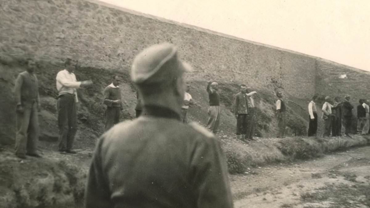 A mass execution so gruesome even Nazi guards fainted: As pictures show massacre of 200 Greek prisoners for the first time, how Hitler's men shot 20 at a time with soil having 'no time to suck up all the blood'
