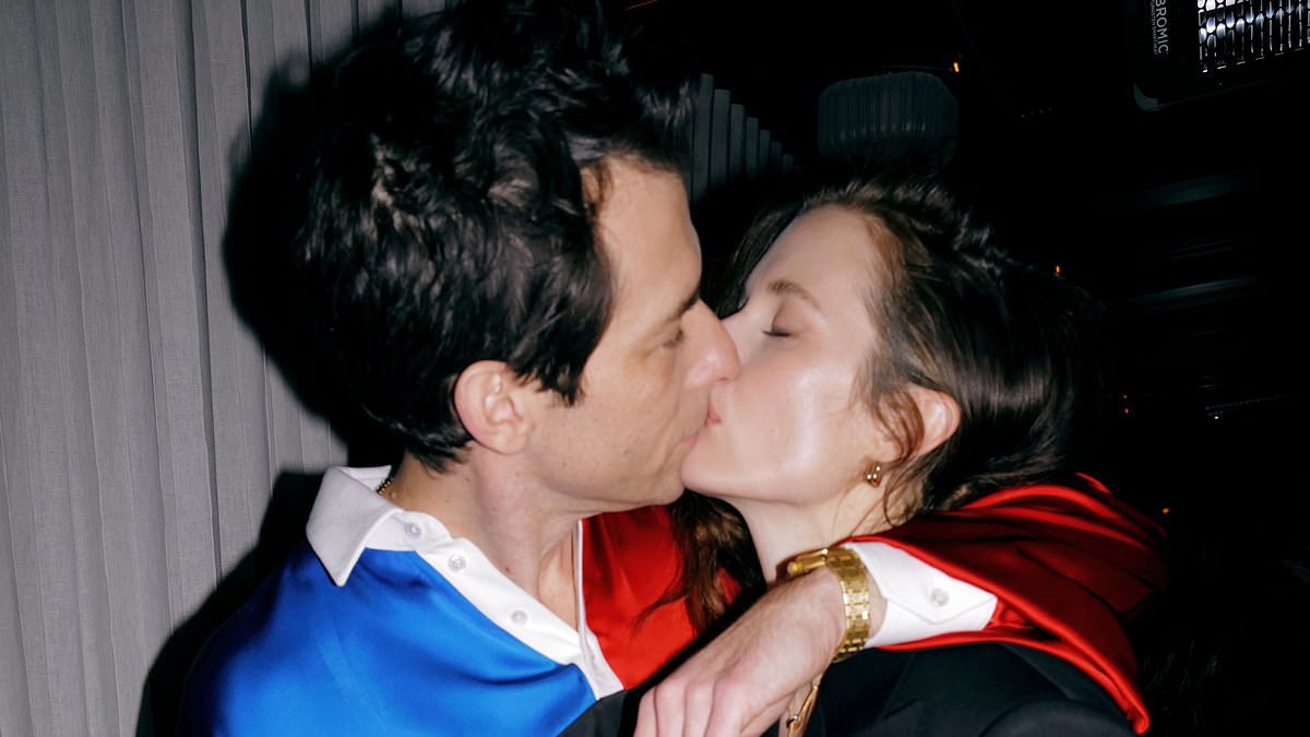 Mark Ronson shares a passionate kiss with his wife Grace Gummer, who is the daughter of a major Hollywood star, after his sweet tribute to her at the BRITs