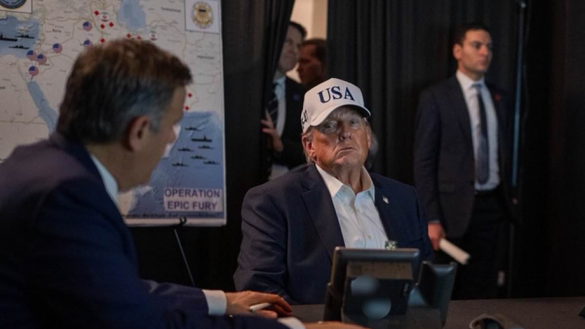 Dramatic first images inside Trump's Mar-a-Lago Situation Room as president drops biggest hint yet ayatollah is dead