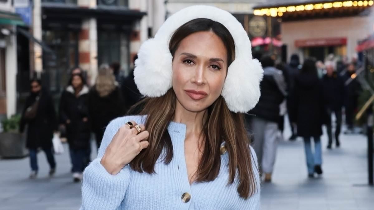 Myleene Klass braves the cold as she bares her legs in tiny satin shorts on  London outing