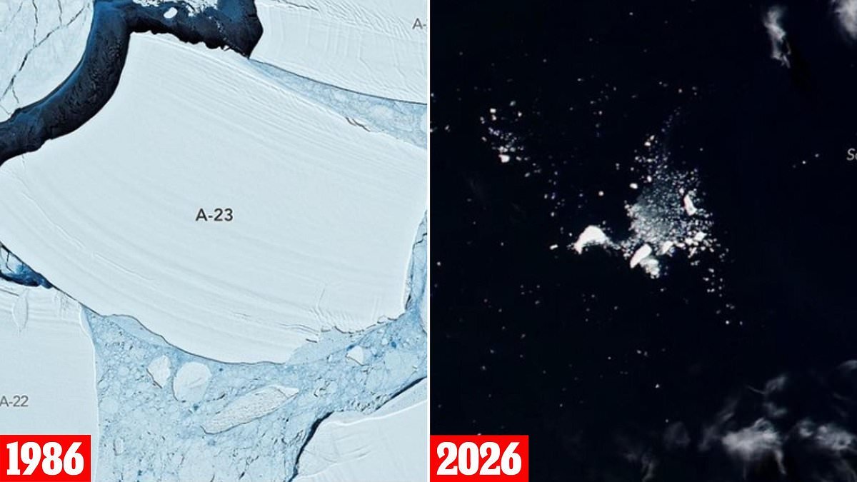 World's largest iceberg ends its ocean odyssey: Huge TRILLION tonne megaberg that was once more than twice the size of Greater London breaks into chunks just months shy of its 40th birthday