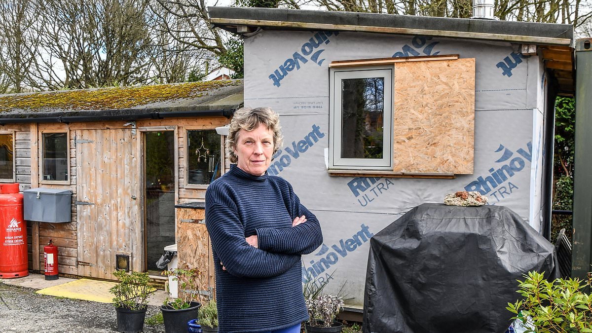 Couple are forced to live in garden shed for FOUR years as plans to build dream £370,000 eco-home are blocked by pollution in a river 12 miles away