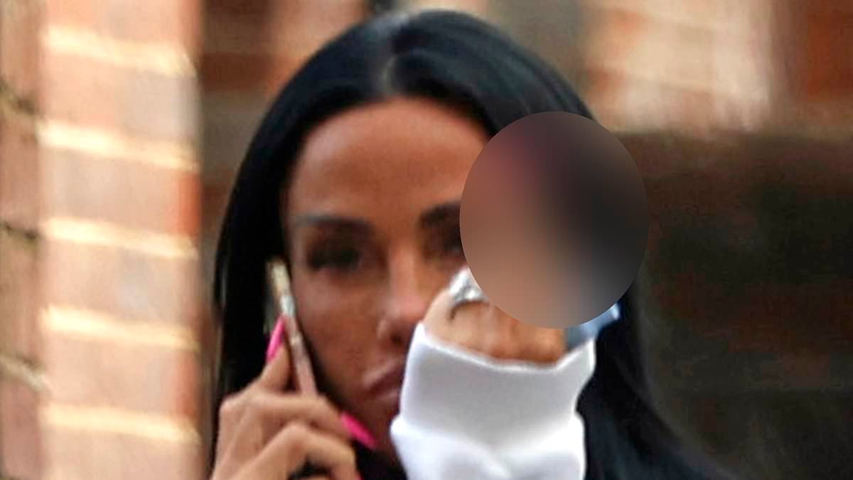 Wrong finger, Katie! Price is pictured back in the UK for the first time as she flashes new wedding and engagement rings after being told to 'run for the hills' by her husband's exes