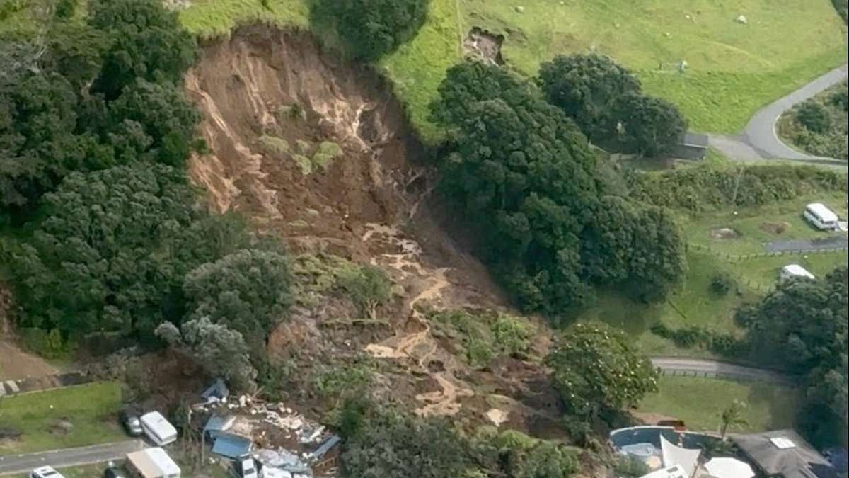 Multiple children missing as landslide destroys popular New Zealand campsite: Video shows moment caravans are smashed as witnesses tell of piercing screams for help... then silence