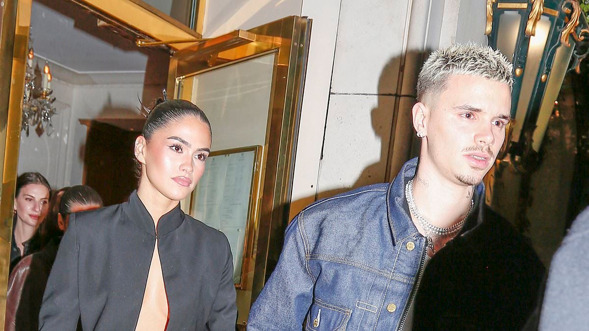 Romeo and Cruz Beckham put on a united front after brother Brooklyn's astonishing statement as they enjoy a double date with their girlfriends Kim Turnbull and Jackie Apostel in Paris