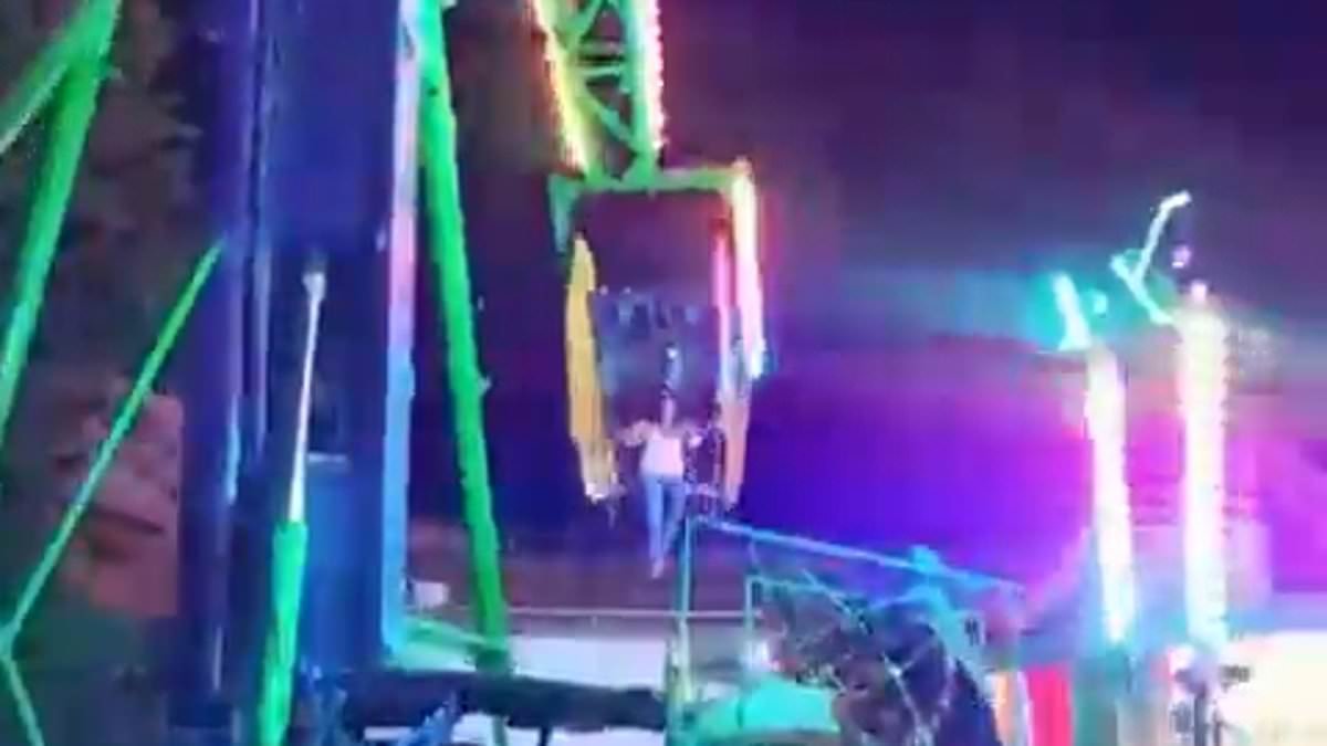 Terrifying moment woman is hurled off carnival ride into arms of man below who SAVES the day by catching her