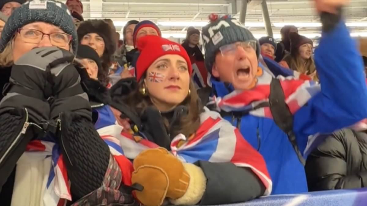 Matt Weston's fiancee is racked with nerves watching Team GB star's gold medal winning run - before launching into emotional celebrations with his family