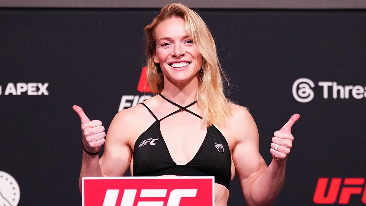 Referee dives in to save glamorous UFC fighter after she is knocked out with a knee to the face and punched in the head on the floor