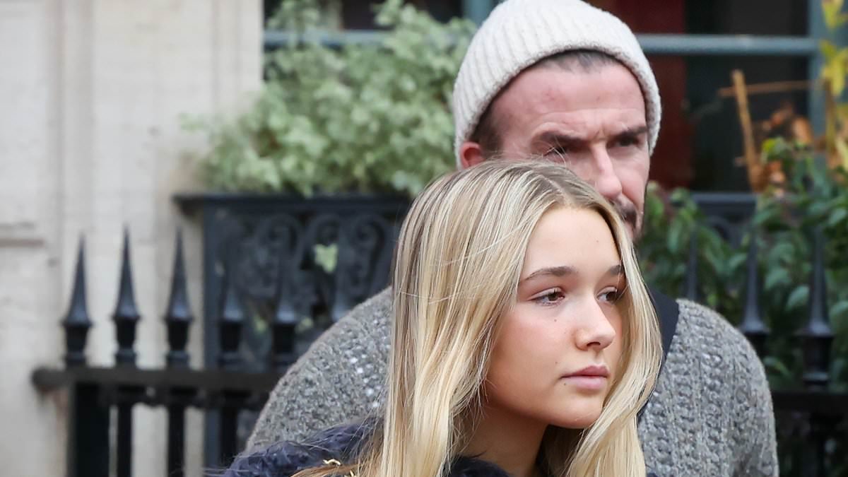 Harper Beckham, 14, puts on a stylish display in a fluffy coat and vintage Chanel bag in Paris with her family - after Nicola Peltz's heartbreaking comments about sister-in-law