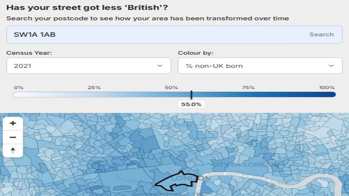 Has your street got less 'British'? Interactive map reveals how demographics of ALL 7,000-plus neighbourhoods have changed in two decades amid record levels of immigration
