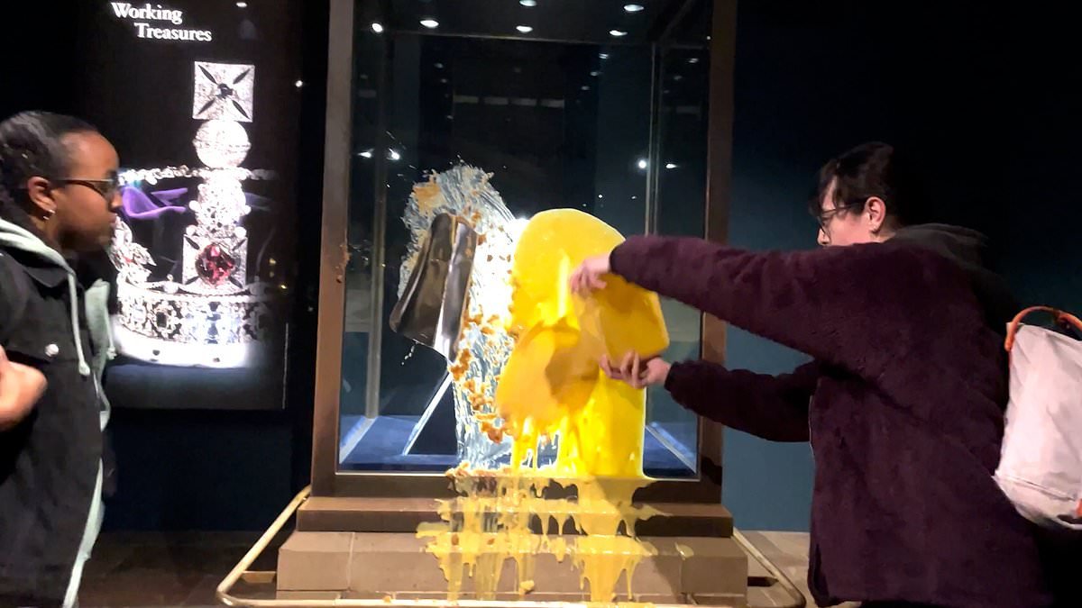 Eight activists charged with criminal damage after 'throwing crumble and custard at the crown jewels at the Tower of London and pouring manure on the floor at The Ritz'