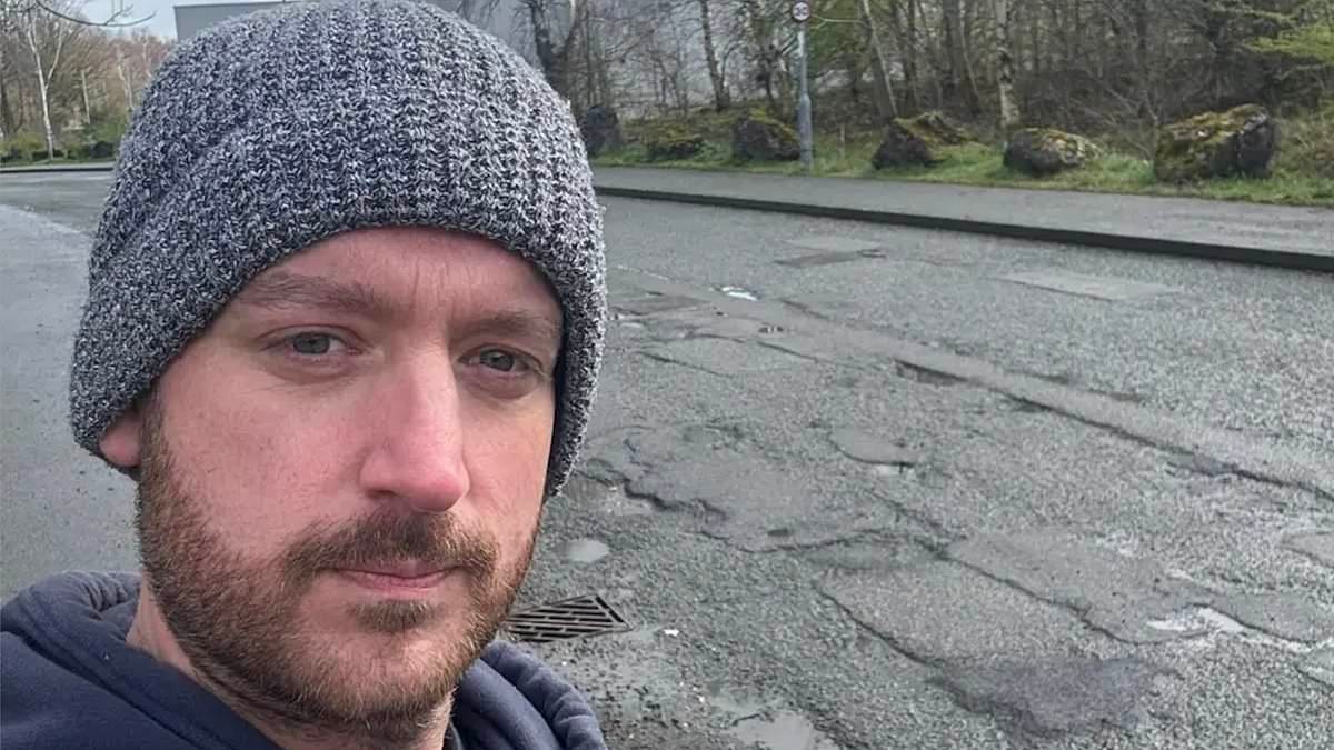 Drivers left baffled after cash-strapped council paints new road markings over potholes instead of repairing damage