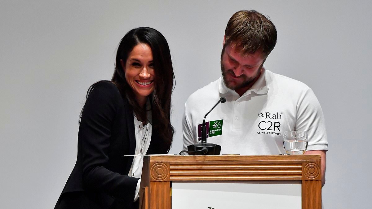 Moment Meghan 'fluffed' her lines in first ever speech as a working royal - and what she said afterwards to the staff member who caused the mishap