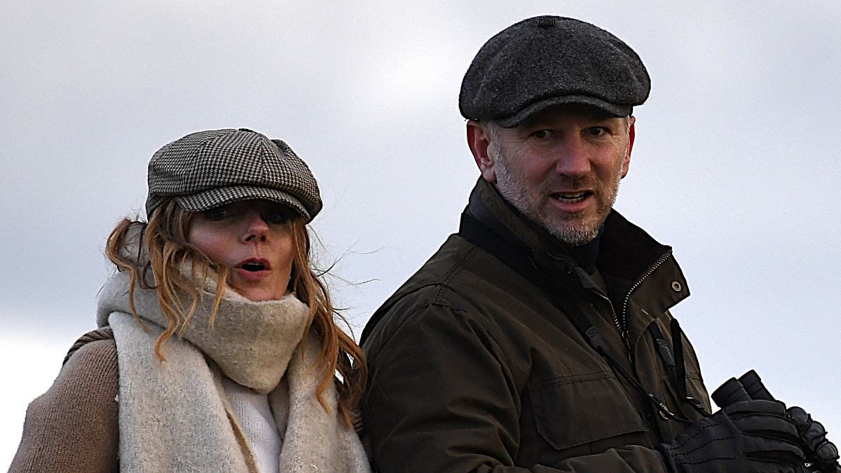 Geri Horner and husband Christian cheer on their horse at the Heythrop Hunt after partying with the Spice Girls at Emma Bunton's 50th birthday bash