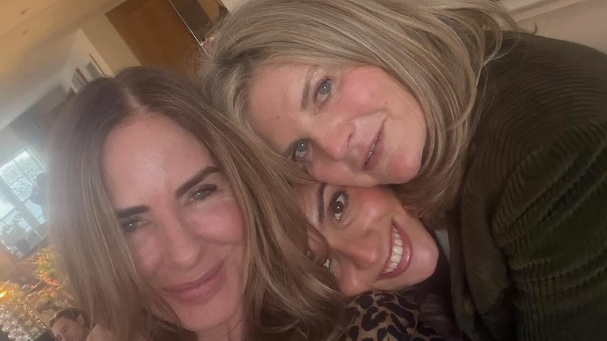 Trinny Woodall celebrates her 62nd birthday with What Not To Wear co-star Susannah Constantine as she parties with friends and family at home