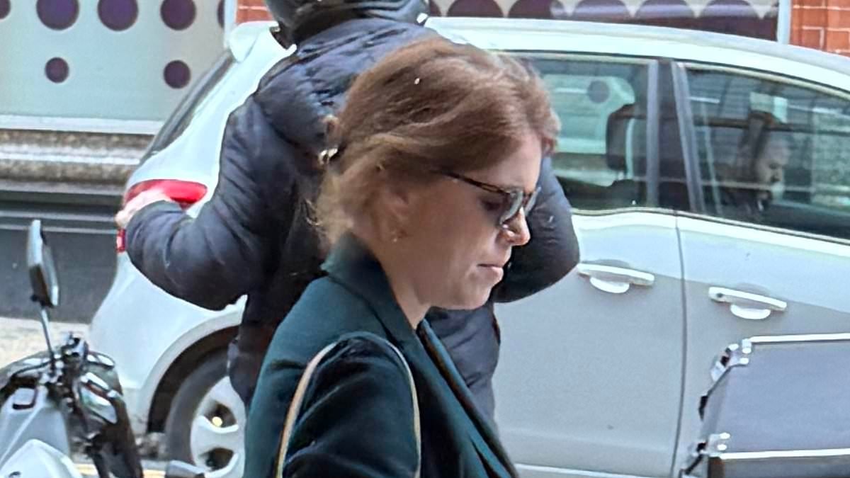 Business as usual for Eugenie: Princess is spotted out in London again after her father's arrest as her mother Fergie's whereabouts remain a mystery