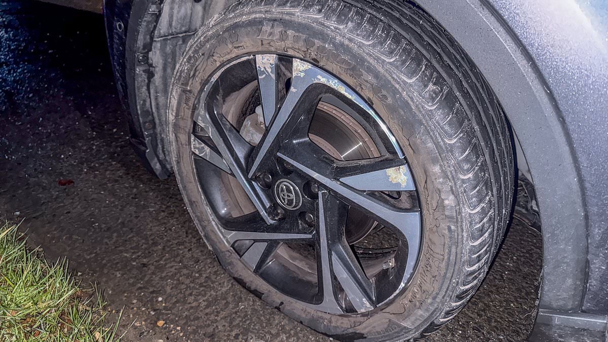 'Hidden' mega pothole leaves more than a dozen motorists stranded on motorway slip road in one night