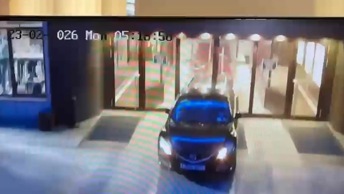 Brit tourist completely trashes hotel entrance by reversing his Mazda through two sets of glass doors at Polish ski resort