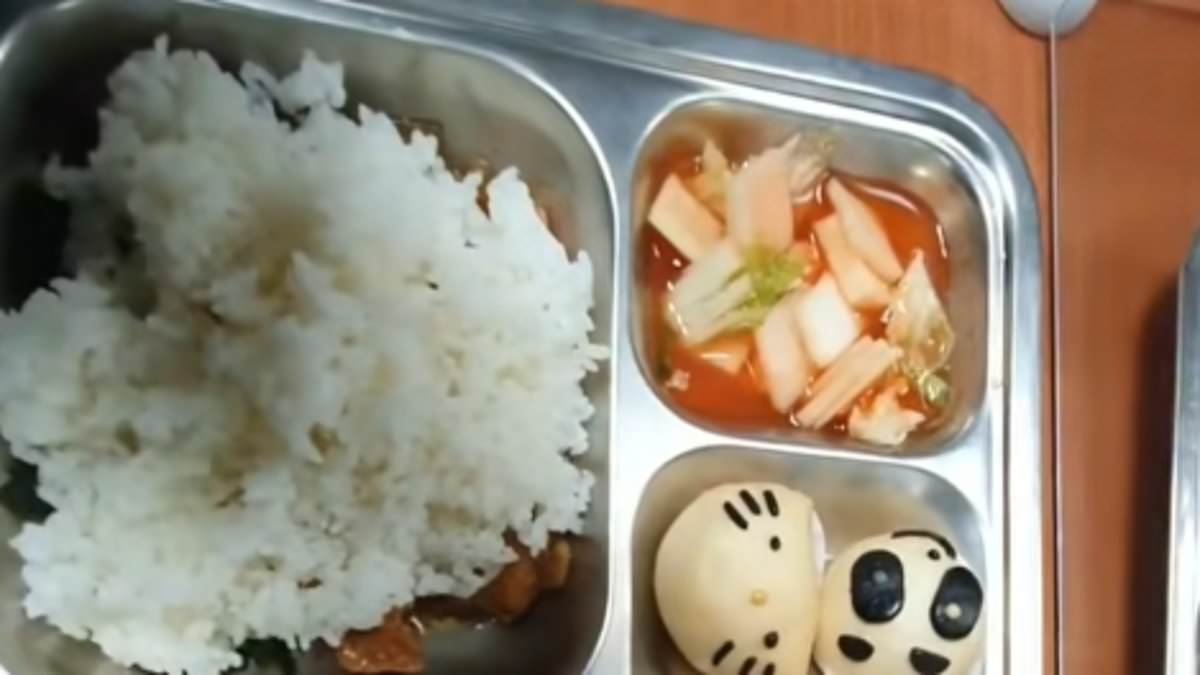No chicken nuggets here! Impressive South Korean school dinners complete with SIX nutritionist-approved courses are revealed - and it's all finished with a bow to the dinner lady