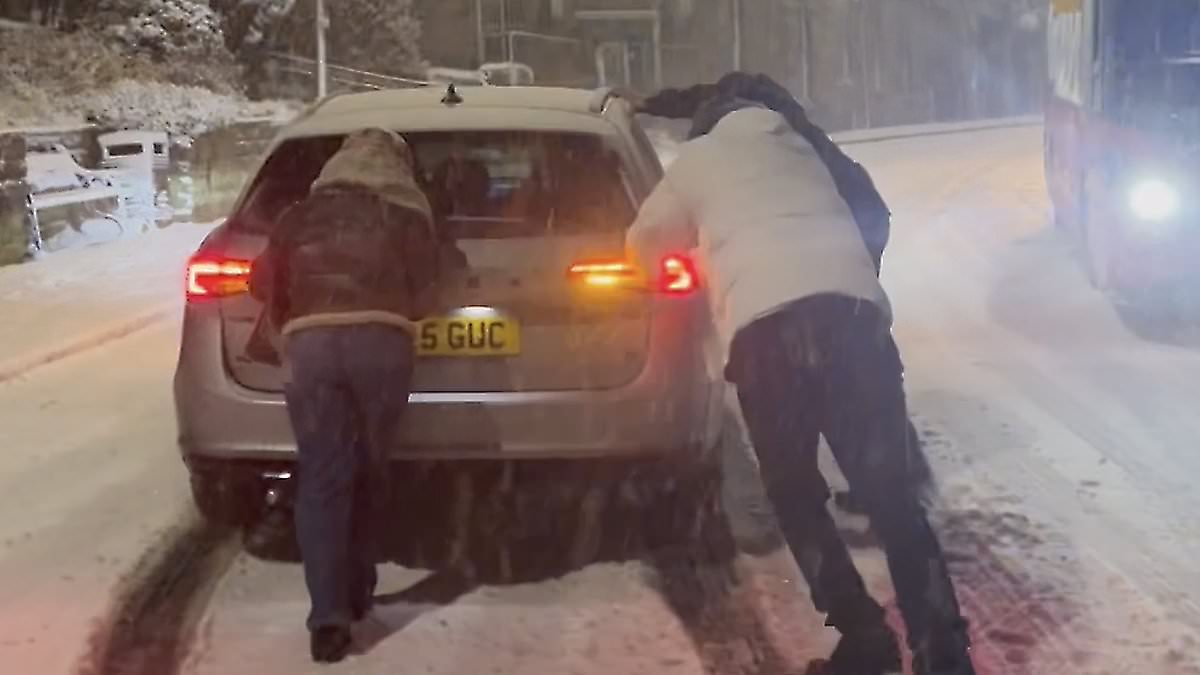 'Worst snow for a decade' hits central Britain with flights grounded, roads blocked and rail lines closed as 100mph Storm Goretti leaves trail of devastation across UK and thousands without power