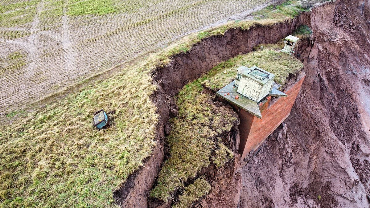 Nuclear bunker teetering on the edge of a cliff is 'days away' from falling into the sea