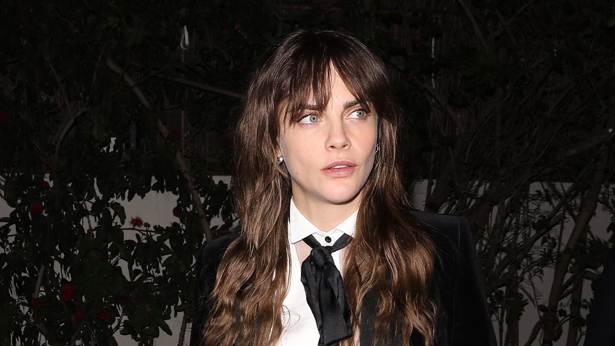 Cara Delevingne shows off her new brunette locks as she joins Kaia Gerber, Winnie Harlow and Sofia Vergara at Grammys afterparty