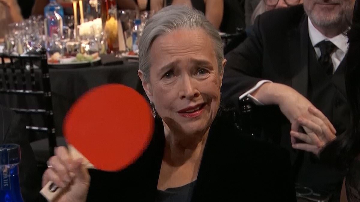 Kathy Bates shows off her thirst for Timothée Chalamet by licking ping pong paddle at Critics Choice Awards