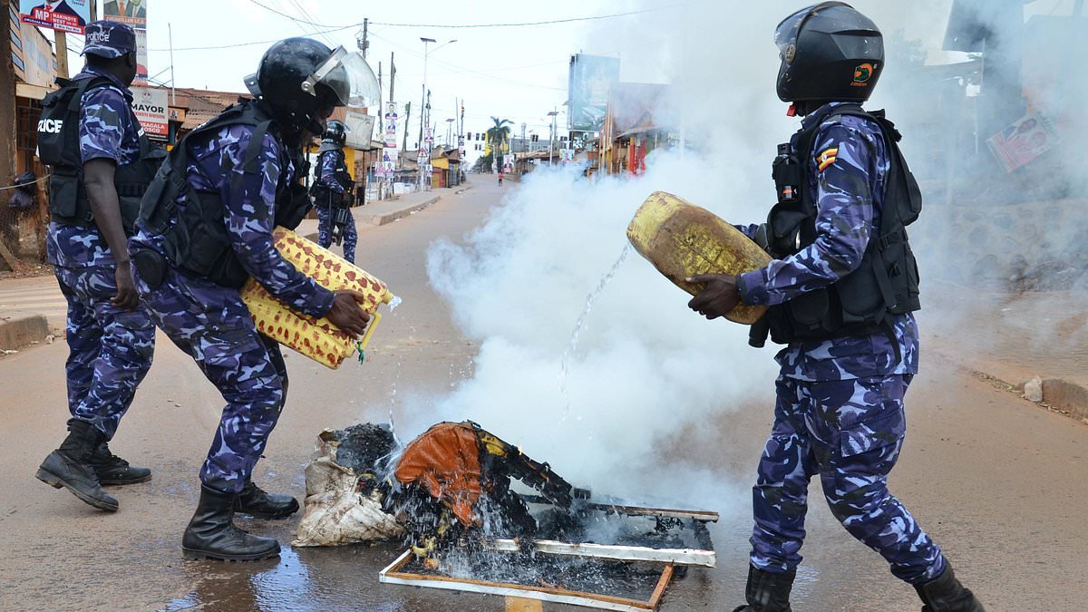 Ugandan election descends into violence with opposition leader captured and at least seven 'supporters' killed as President Museveni closes in on landslide victory