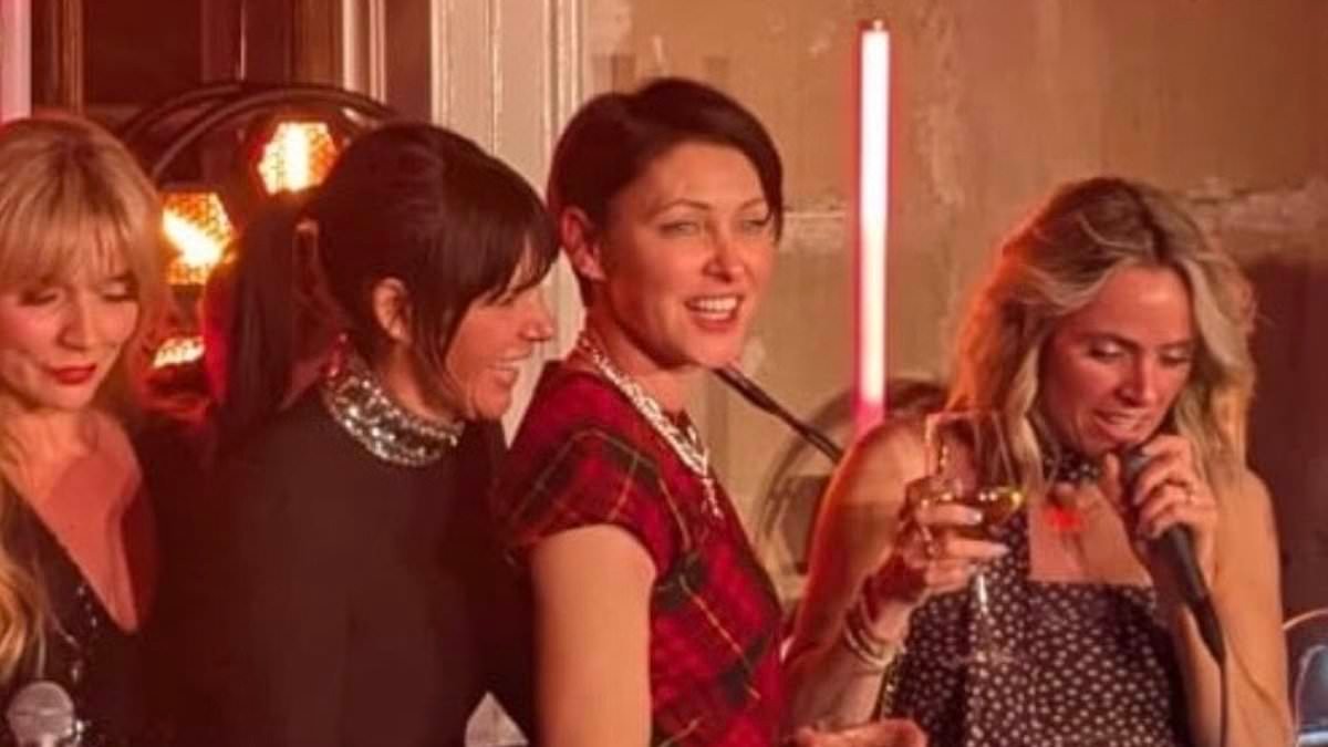 Emma Willis celebrates her 50th birthday with wild £25K house party as her celeb pals Rylan, Dermot O'Leary and Tamzin Outhwaite are treated to personalised tattoos before donning wigs and belting out karaoke classics
