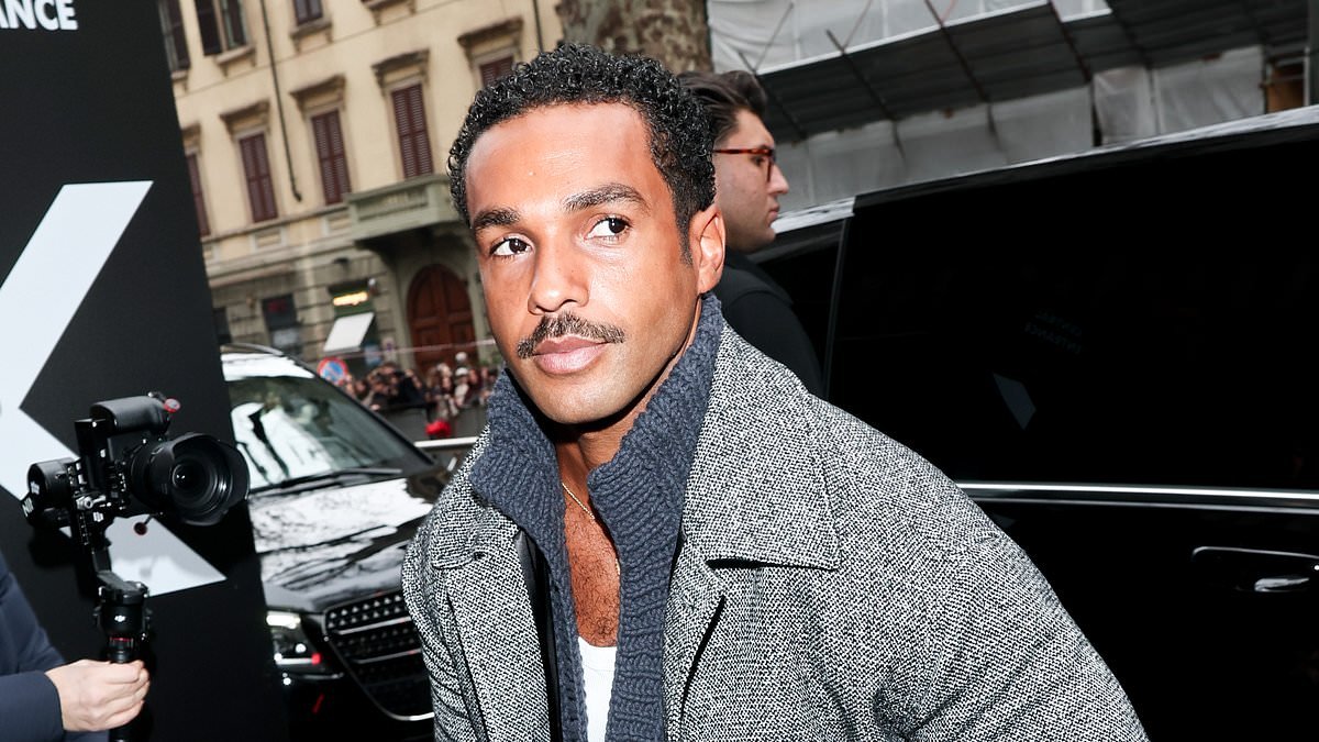 Lucien Laviscount shows off his dashing new moustache while Lennon Gallagher cuts a trendy figure as they step out during Milan Fashion Week