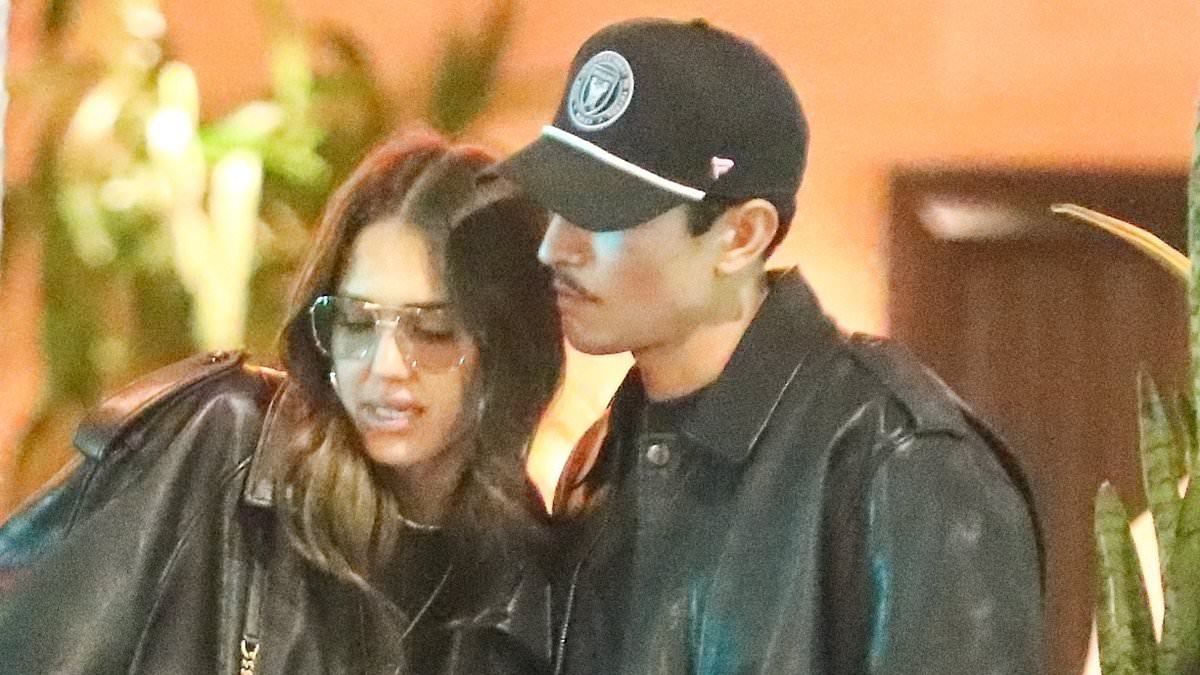 Jessica Alba, 44, locks lips with toyboy Danny Ramirez, 33, during family dinner outing as romance heats up