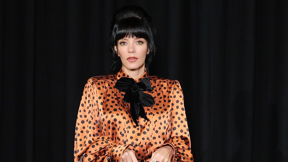 Lily Allen turns heads in a bold 60s inspired outfit as she joins Kirsten Dunst at the star-studded Valentino show during Paris Fashion Week