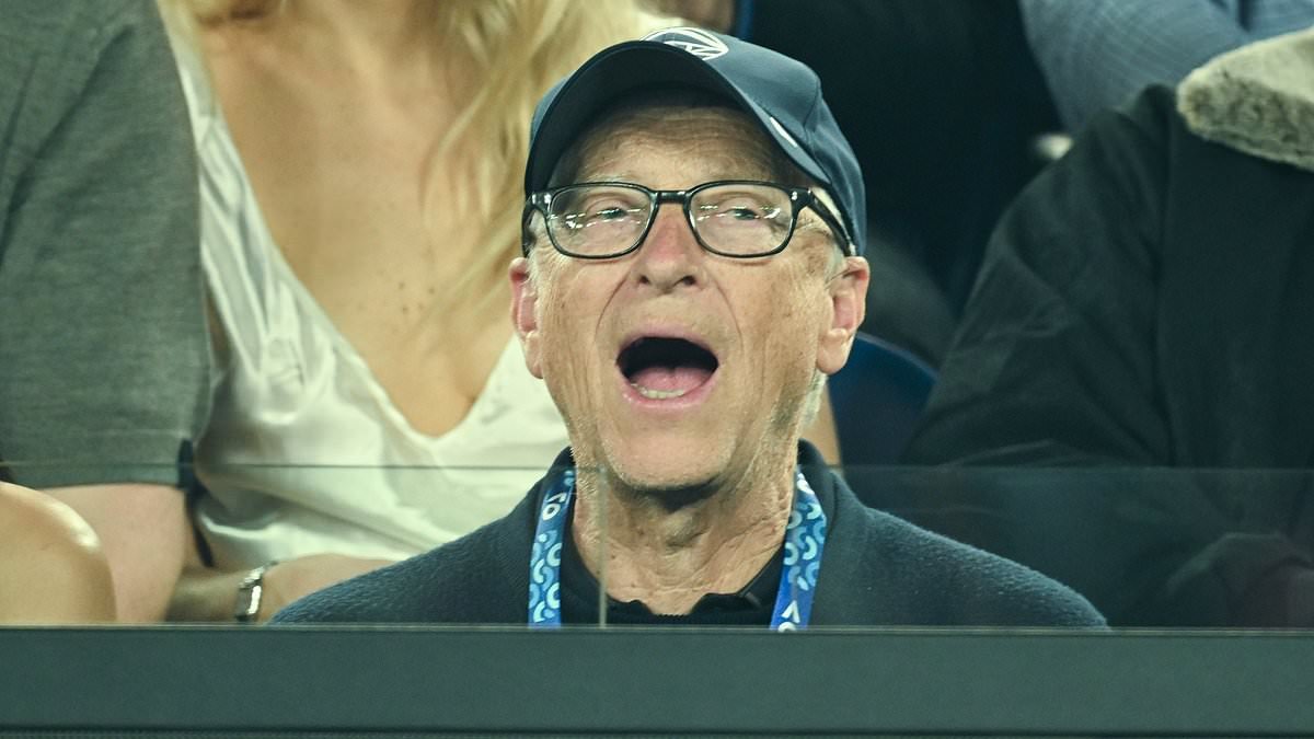 Bill Gates is spotted enjoying Australian Open tennis final with his girlfriend... after his furious response to Russian STD Epstein files claim