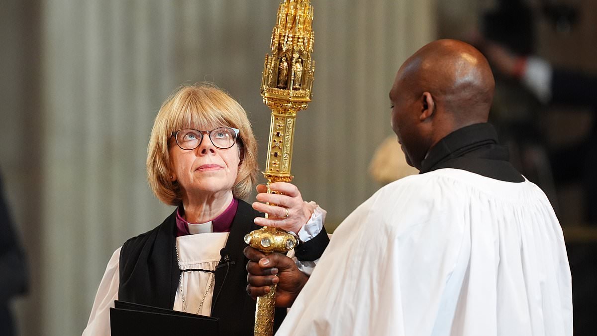 Dame Sarah Mullally officially becomes first ever woman to lead the Church of England as heckler interrupts ceremony
