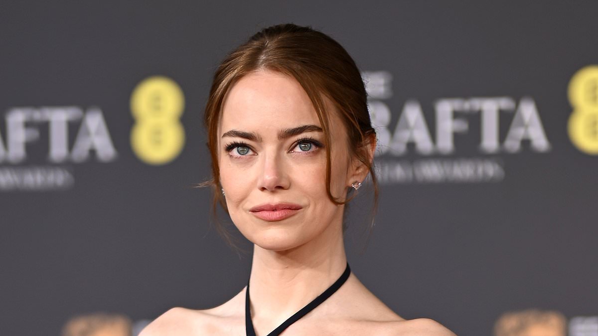 Emma Stone stuns in a racy black Louis Vuitton gown as she arrives at the BAFTAs following her Leading Actress nomination