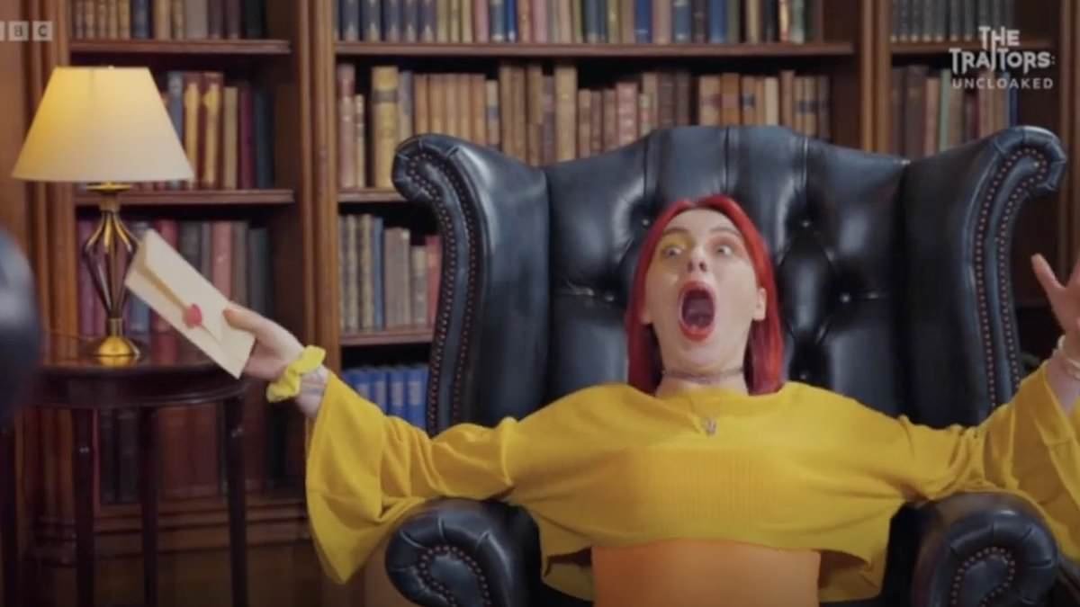 The Traitors star Jessie falls off her chair as Rachel and Stephen's true identities are revealed after her brutal murder