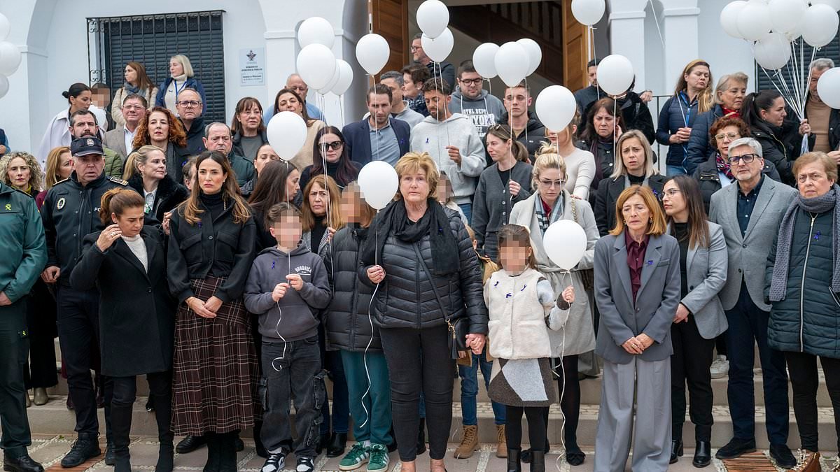Children of British mother 'murdered at home by drug-using ex' in Spain release white balloons into the sky at emotional vigil - as family demand justice over her death
