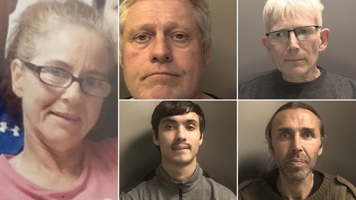 Gangsters who murdered grandmother-of-five on her own doorstep are jailed for total of 124 years