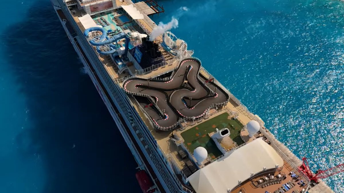 Inside the world's first cruise to get a go-kart track and its own private island - and how staff keep the adrenaline high, revealed in new documentary from the Daily Mail
