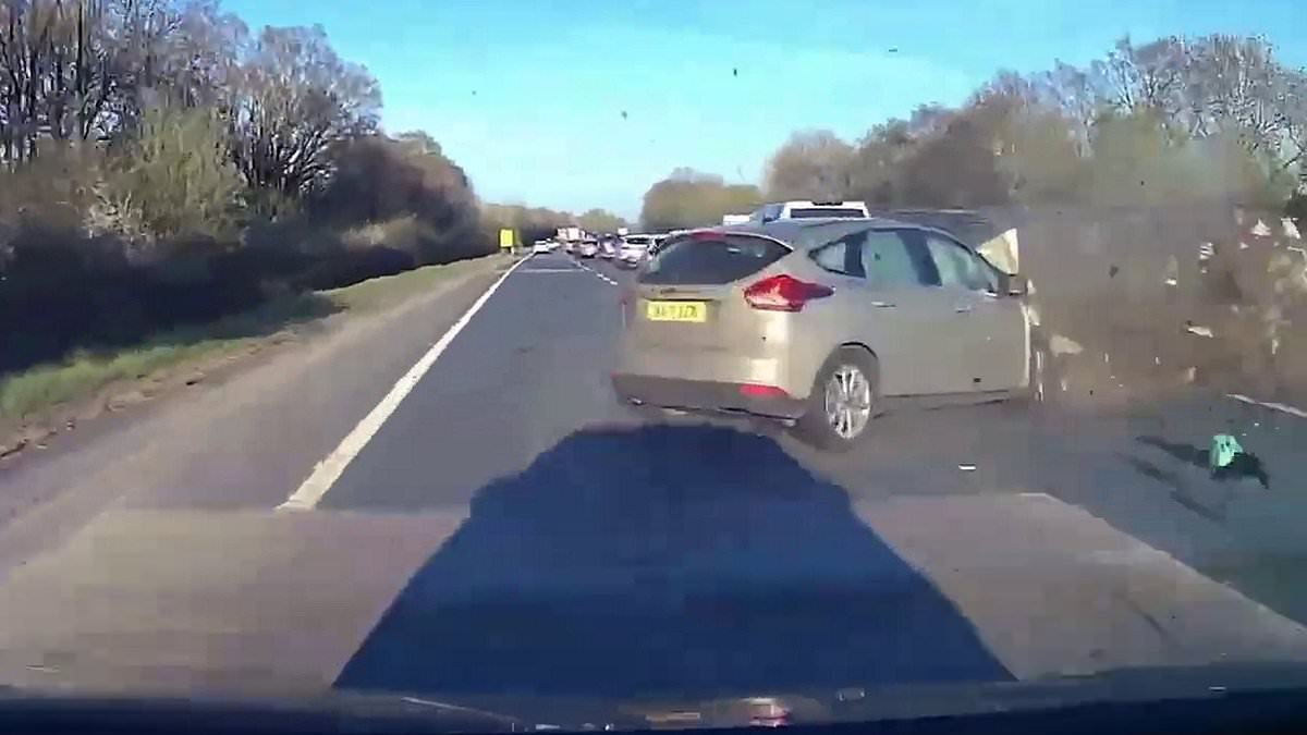 Moment prison officer ploughs into car carrying pregnant woman and young family at 71mph while gambling on his phone
