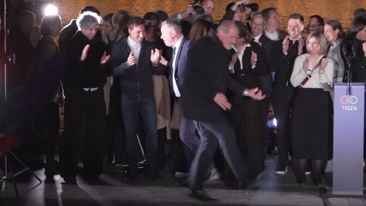 Hilarious moment Hungarian politician celebrates Viktor Orban's defeat... with some wild moves