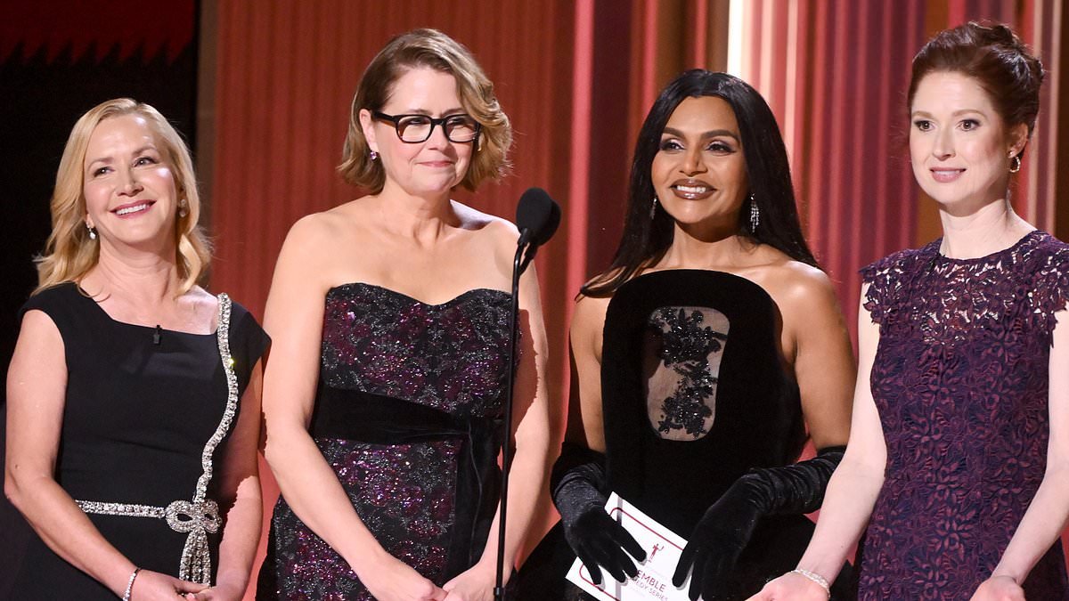 The Office girls reunite: Mindy Kaling, Jenna Fischer, Angela Kinsey and Ellie Kemper delight fans as they present Actor Award for Ensemble in a Comedy Series