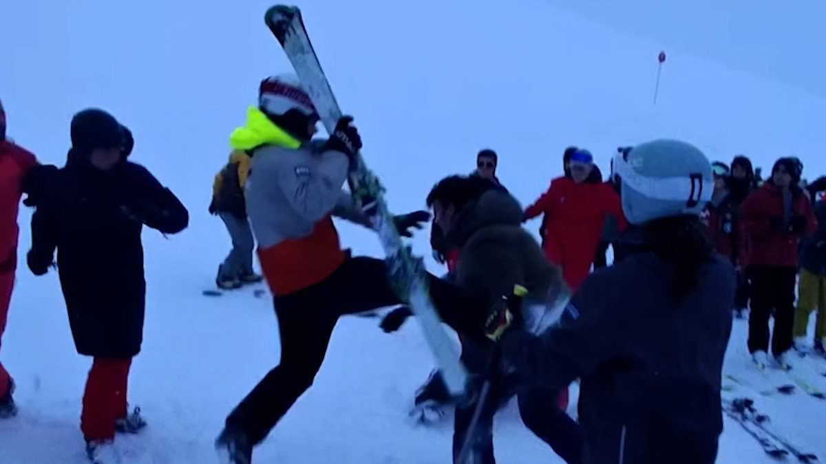 Snowboarders brawl with skier at Val Thorens French Alps resort after collision on the piste sparks fight
