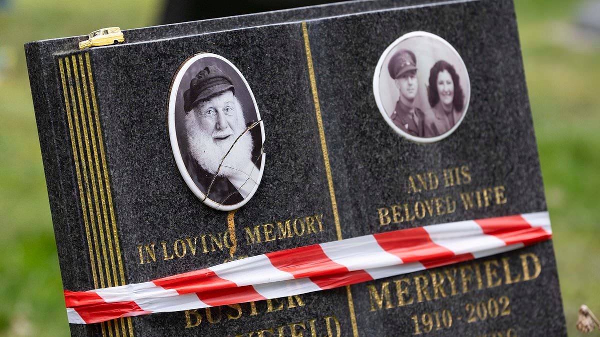 Only Fools and Horses fans' fury as Uncle Albert star Buster Merryfield's grave is vandalised - as fundraiser is launched to replace cracked headstone