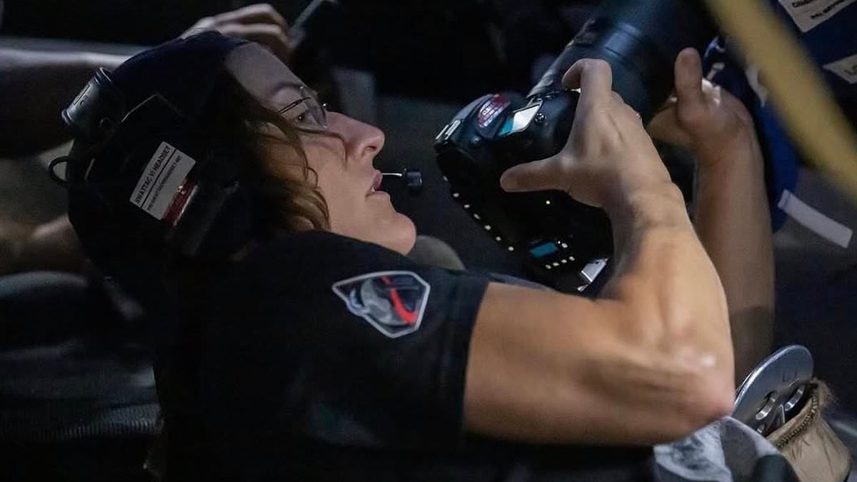 NASA fans swoon over Artemis II astronaut Christina Koch as she shows off her rippling muscles during the moon flyby - as one jokes 'thirst traps from space'