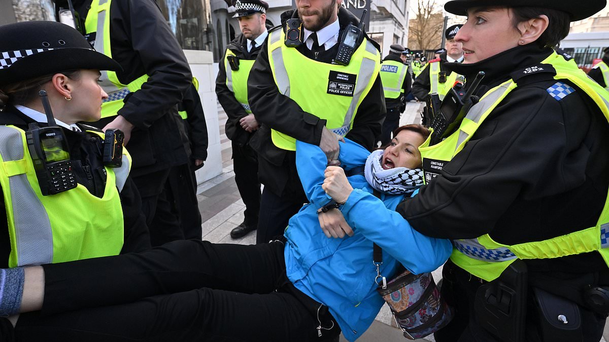 Met Police arrest Palestine Action supporters outside Scotland Yard after officers vowed to re-start action against backers of banned group
