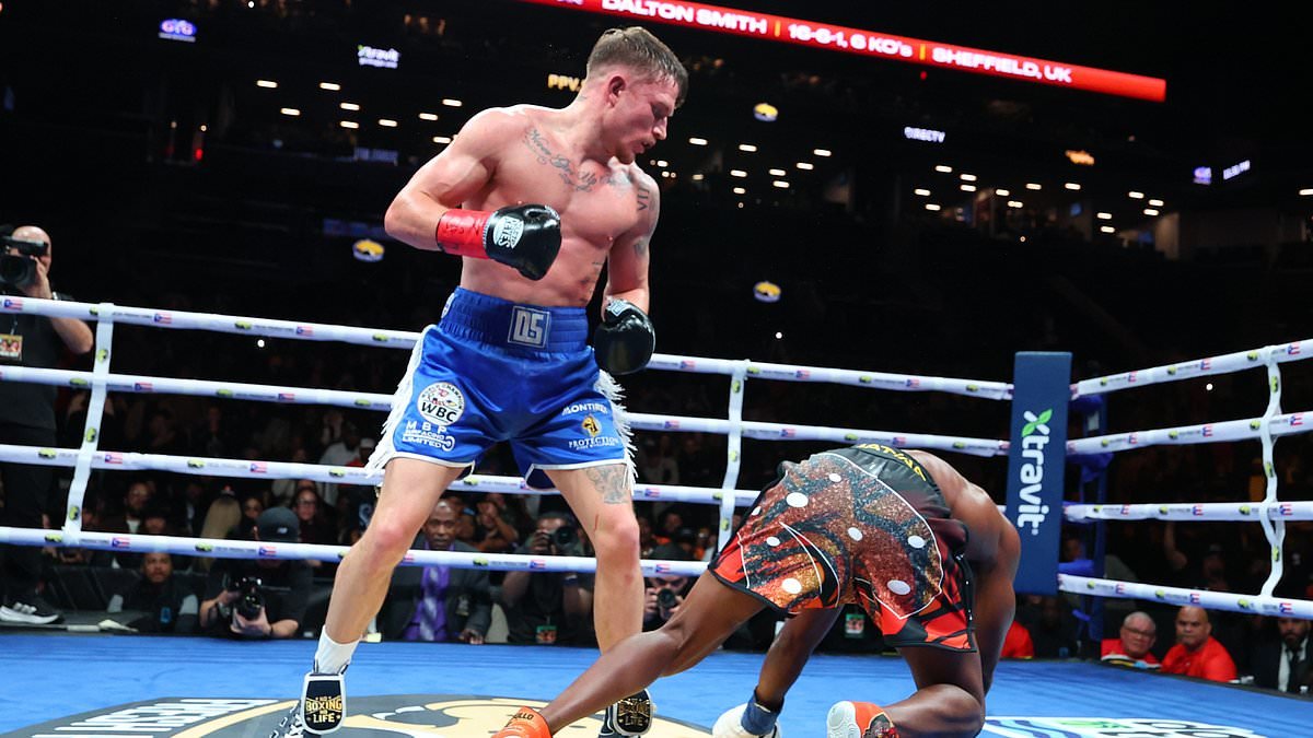 Sweet taste of success! British boxer Dalton Smith, 28, WINS light-welterweight world title after knocking out 'monster' Subriel Matias in Brooklyn - and celebrates by pouring pints and singing with fans in a pub